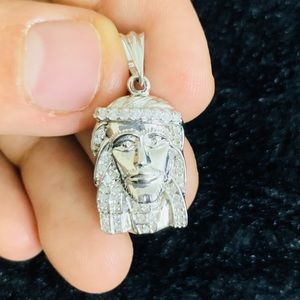 925 Sterling Silver Jesus 0.29Ctw Diamond Pendant